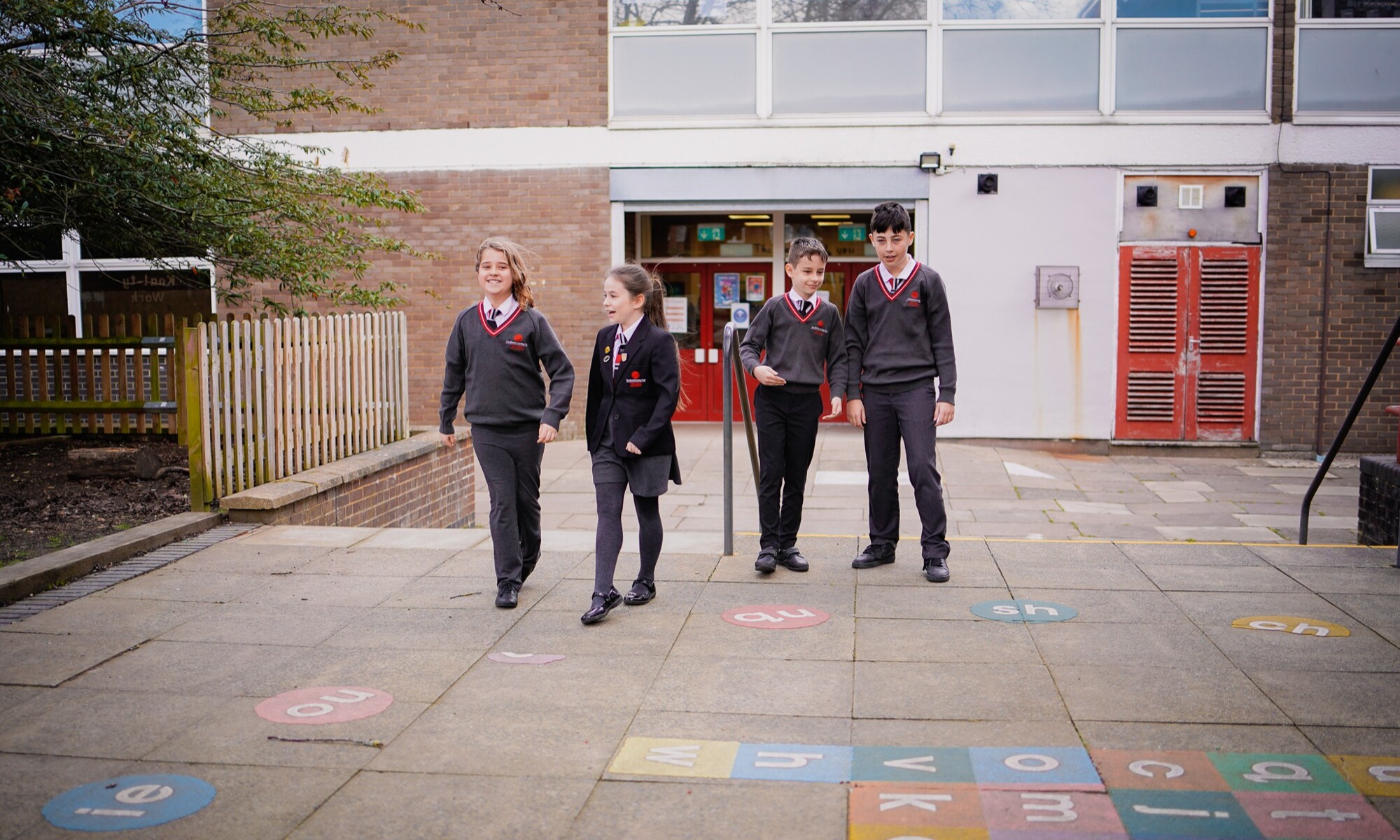 The Vale Academy pupils on the school playground